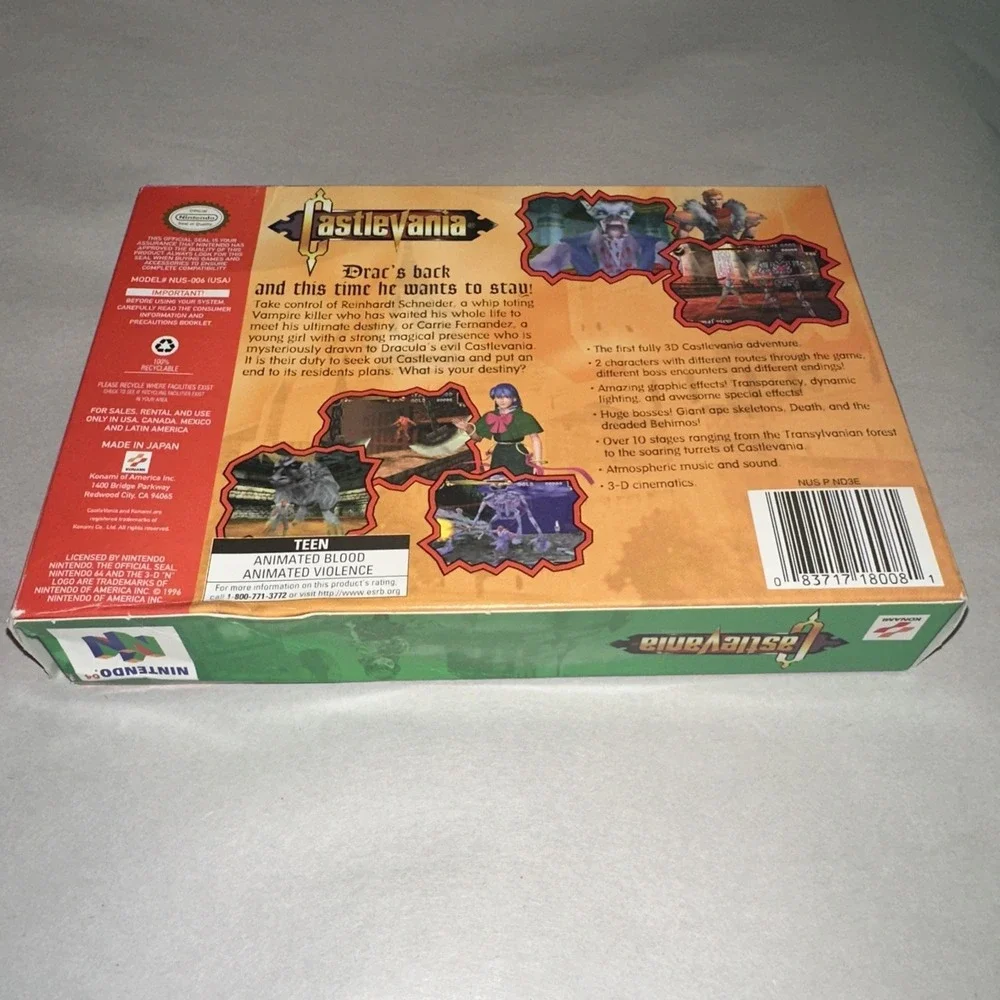 Castlevania (Nintendo 64 N64, 1996) CIB Complete, Authentic Box + Game + Manual